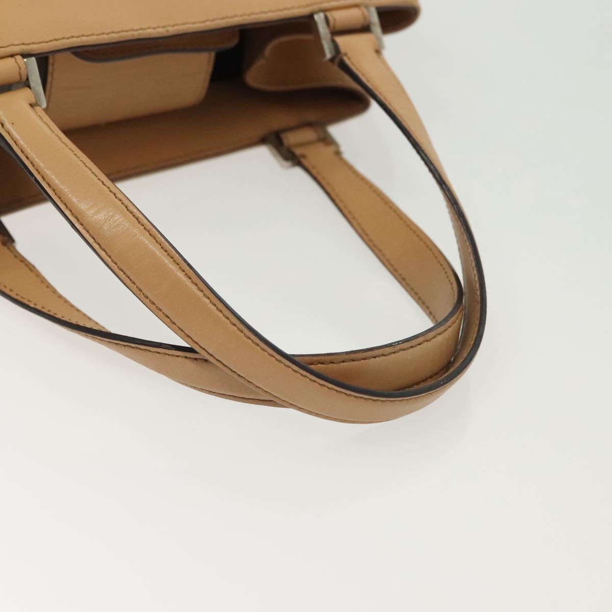 Salvatore Ferragamo Gancini Hand Bag Leather Brown gold Auth bs28925
