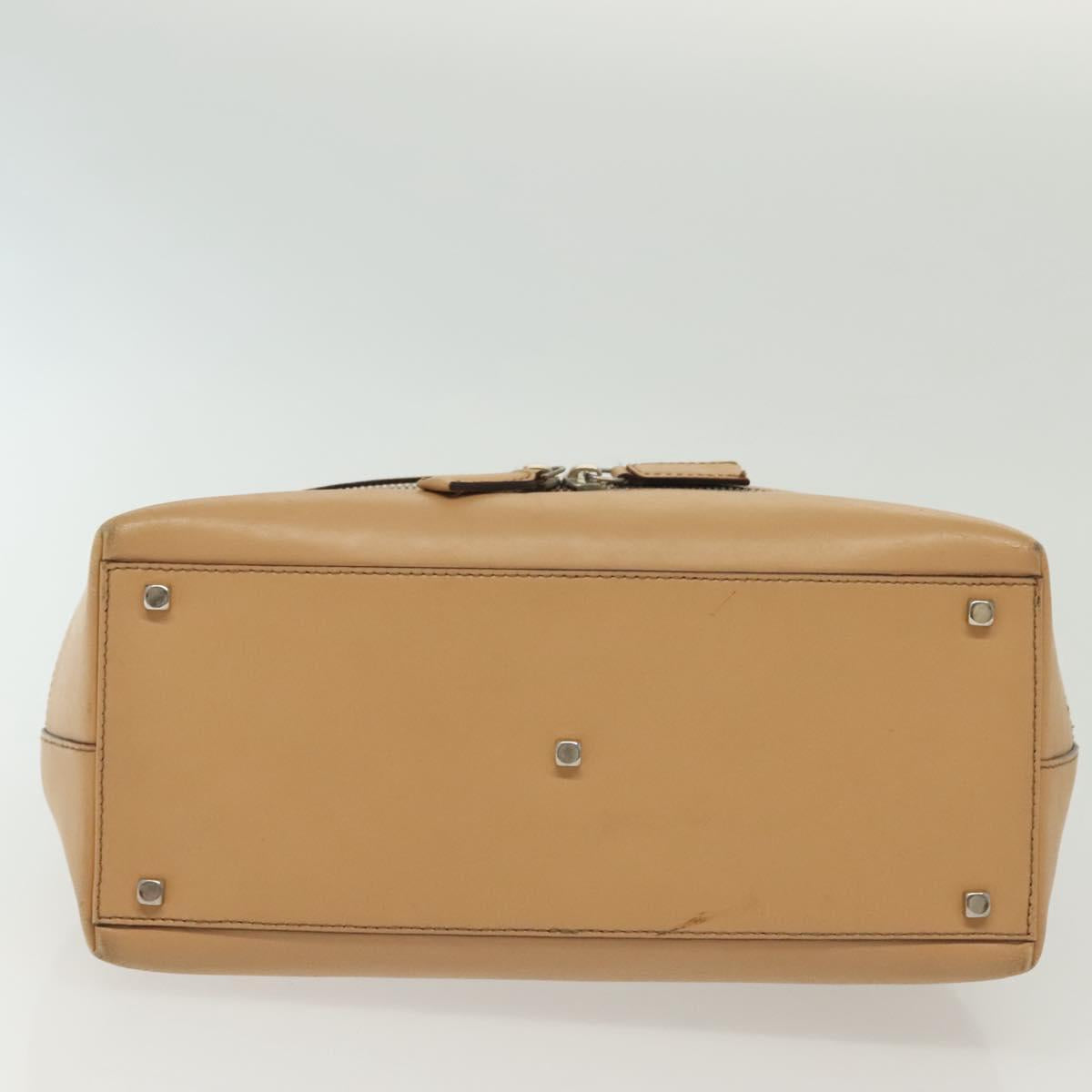 Salvatore Ferragamo Gancini Hand Bag Leather Brown gold Auth bs28925