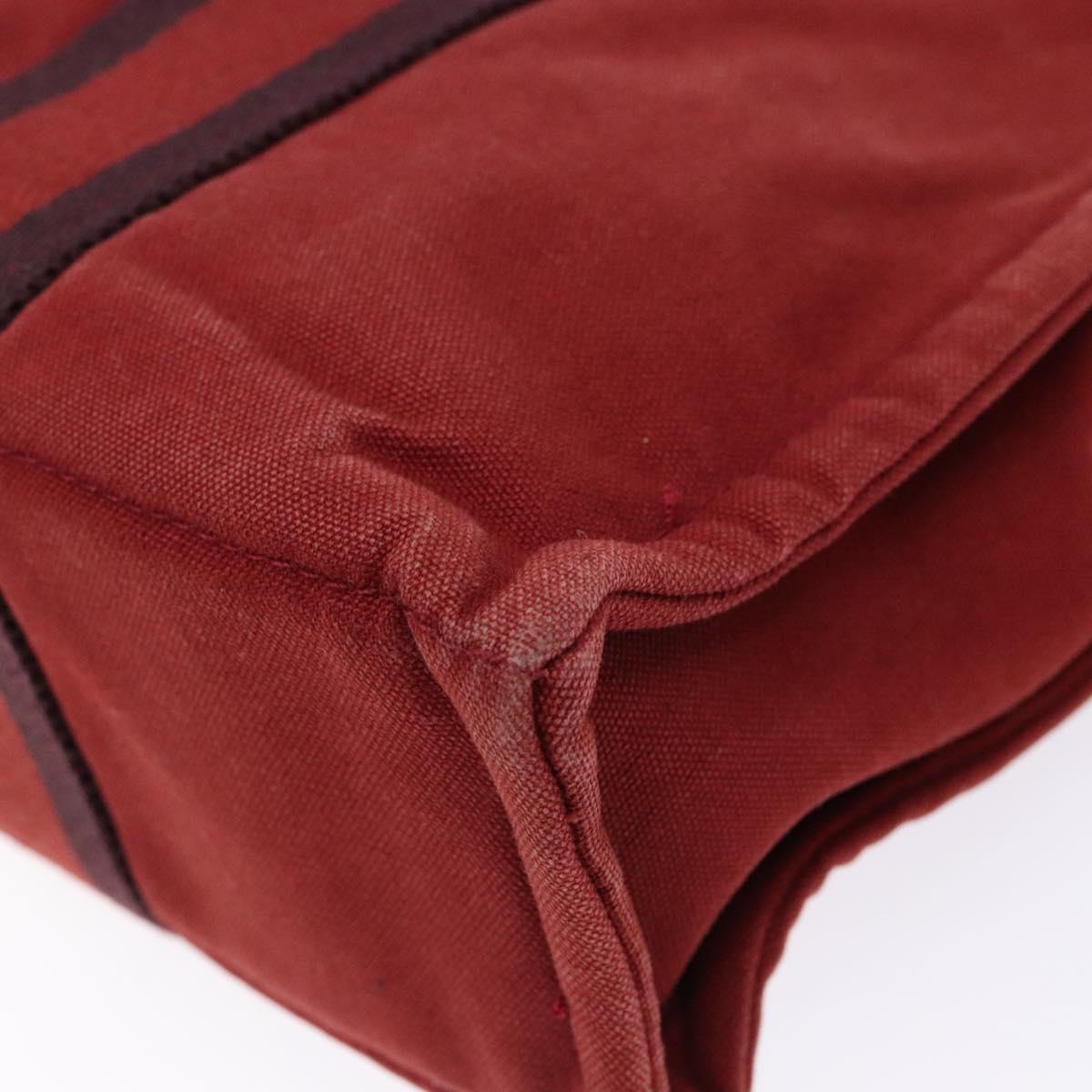 HERMES Fourre Tout PM Tote Bag Canvas Wine Red Auth bs28927
