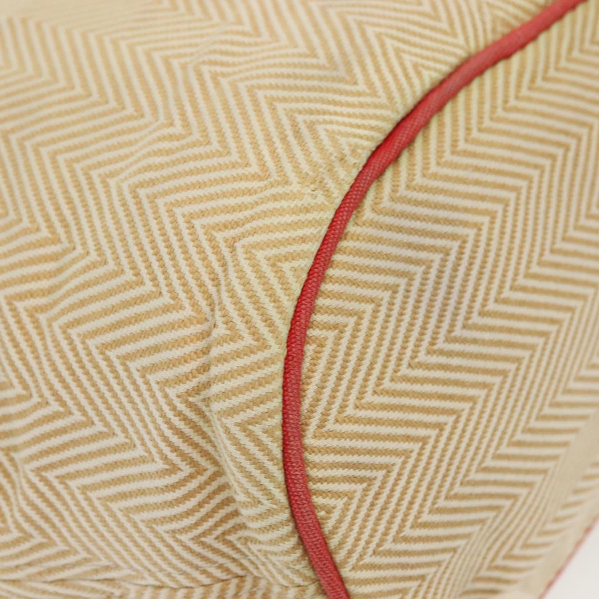 HERMES Panier Plage PM Tote Bag Canvas Beige Red Silver Auth bs28929