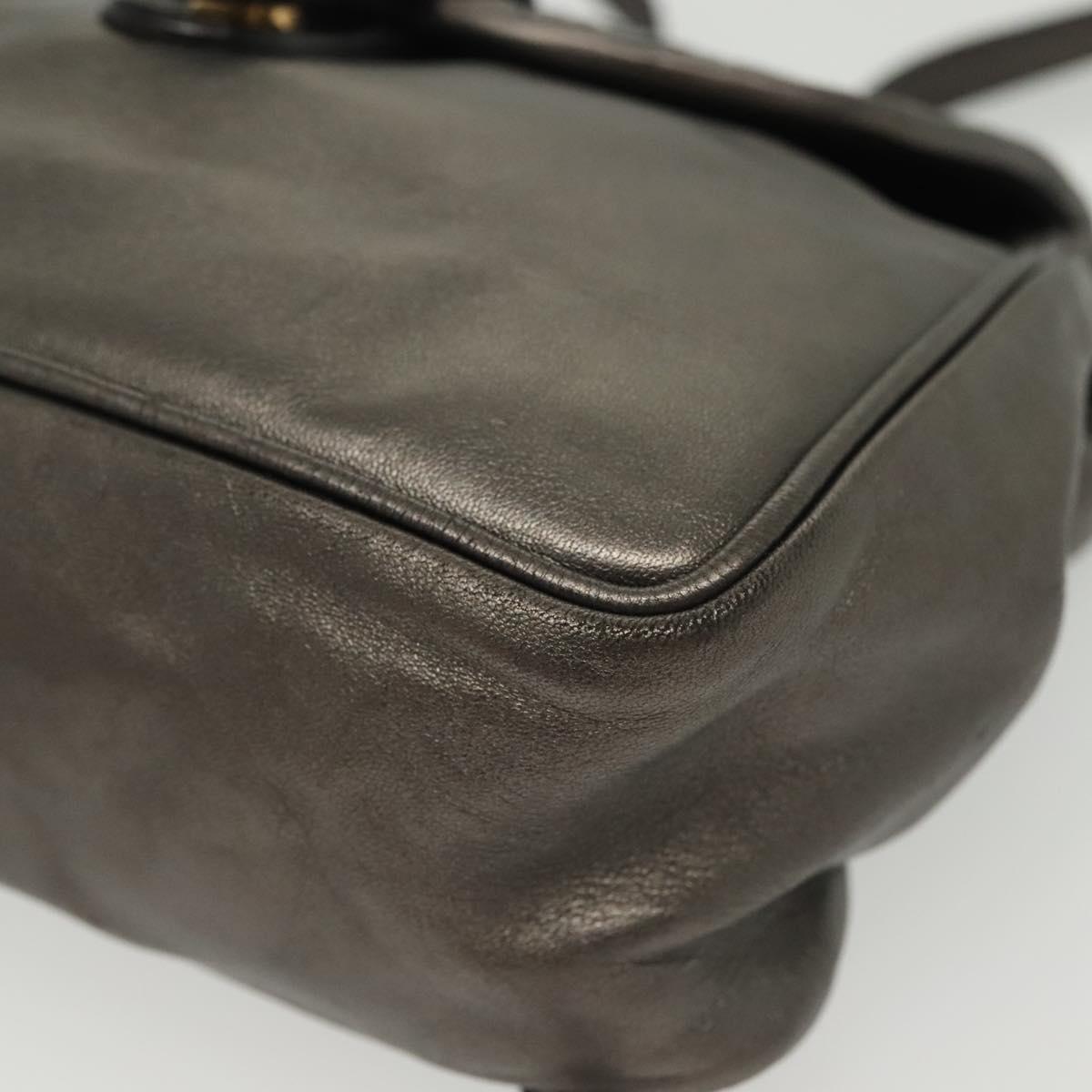 BOTTEGA VENETA INTRECCIATO Backpack Leather Silver Auth bs28930