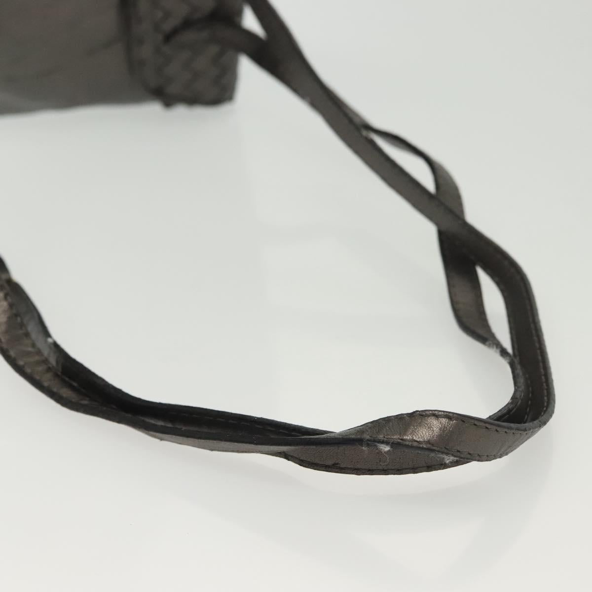 BOTTEGA VENETA INTRECCIATO Backpack Leather Silver Auth bs28930