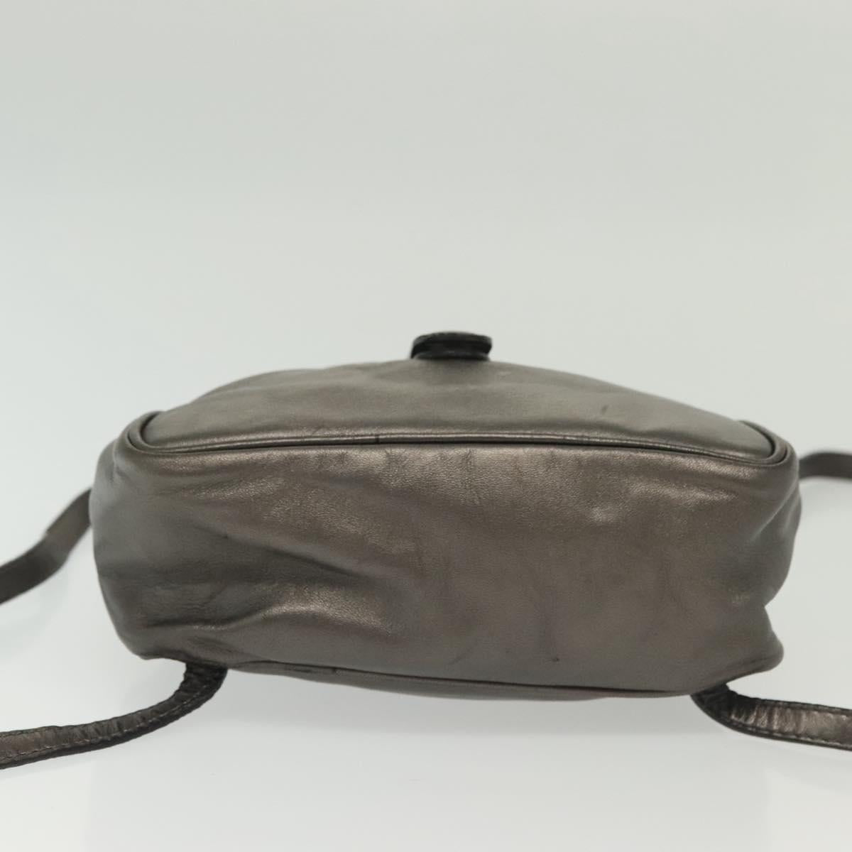 BOTTEGA VENETA INTRECCIATO Backpack Leather Silver Auth bs28930