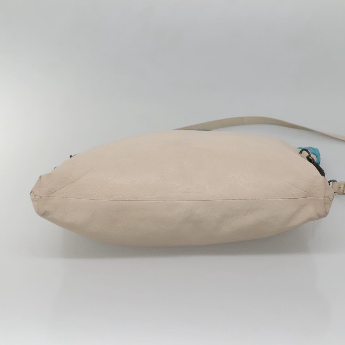 BOTTEGA VENETA INTRECCIATO Hand Bag Leather 2way Beige Light Blue Auth bs28931