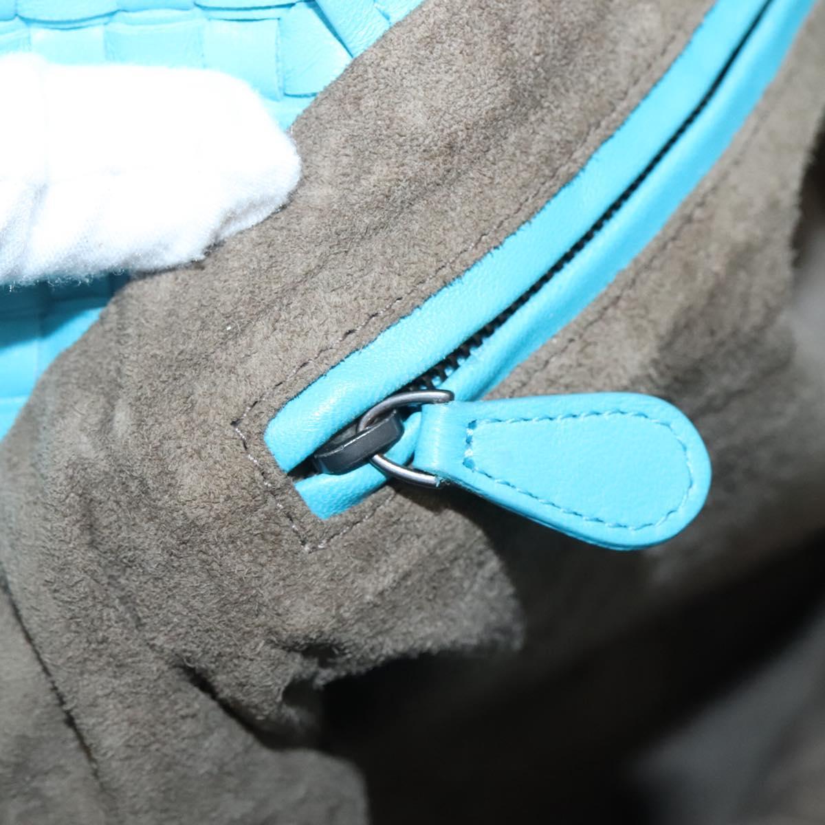 BOTTEGA VENETA INTRECCIATO Hand Bag Leather 2way Beige Light Blue Auth bs28931