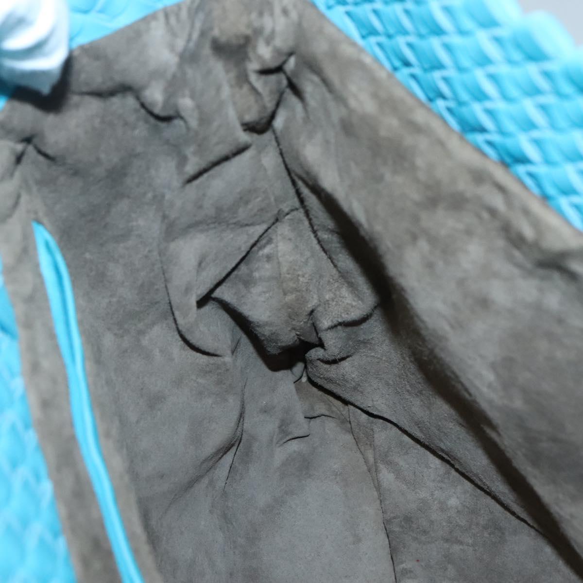 BOTTEGA VENETA INTRECCIATO Hand Bag Leather 2way Beige Light Blue Auth bs28931