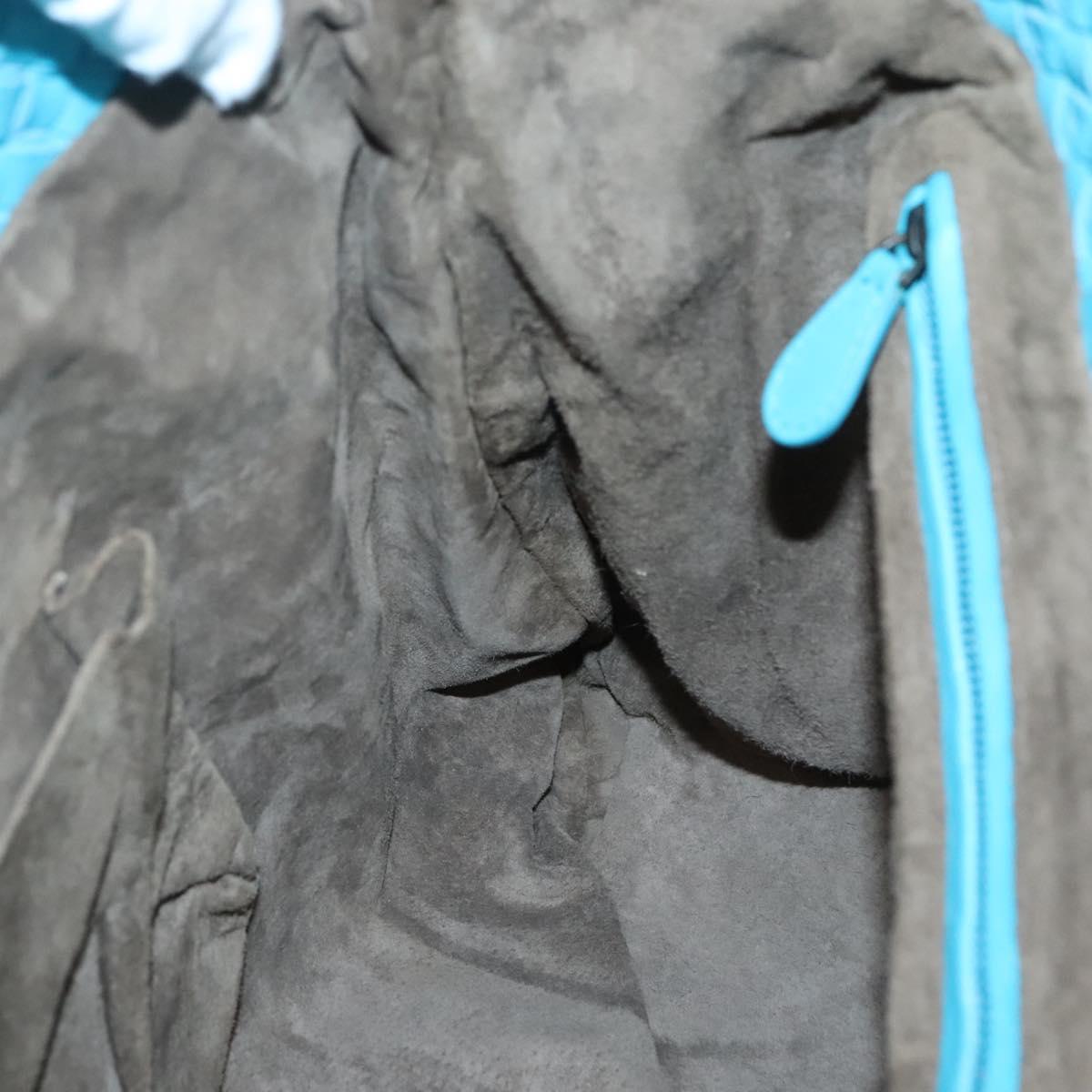 BOTTEGA VENETA INTRECCIATO Hand Bag Leather 2way Beige Light Blue Auth bs28931