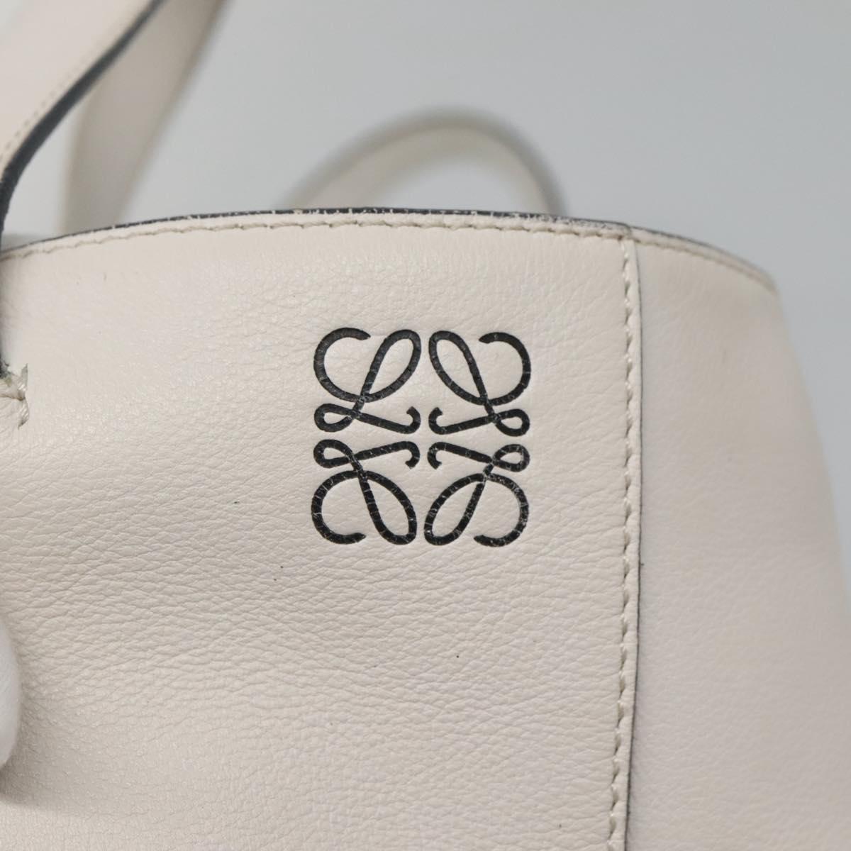 LOEWE Anagram East West Shopper Tote Bag Leather White Silver Auth bs28939