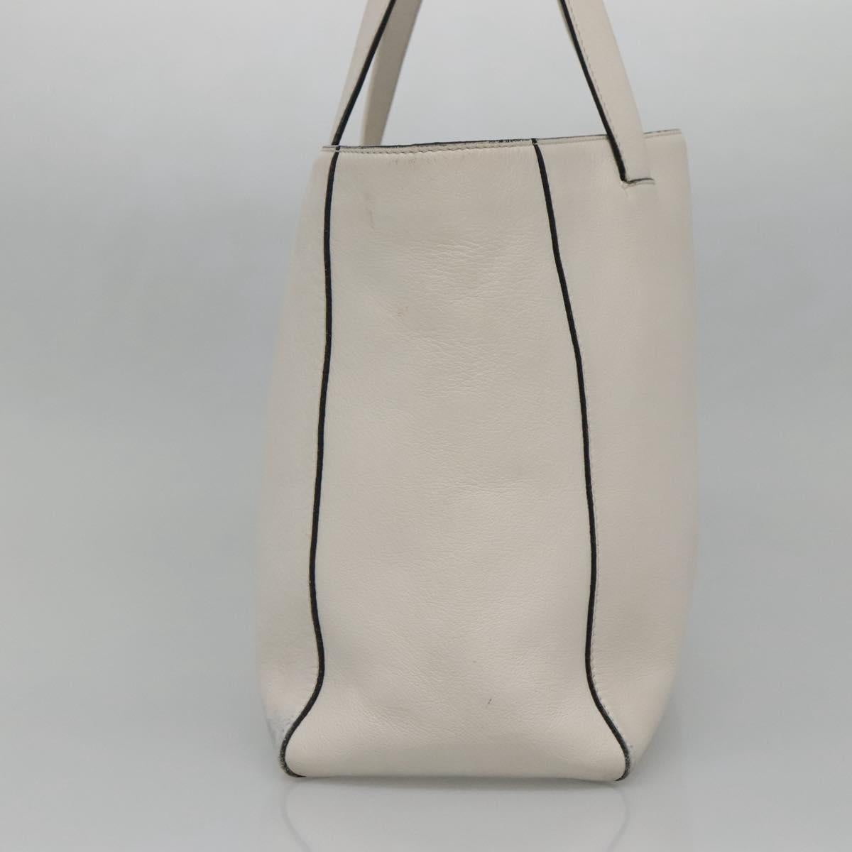 LOEWE Anagram East West Shopper Tote Bag Leather White Silver Auth bs28939