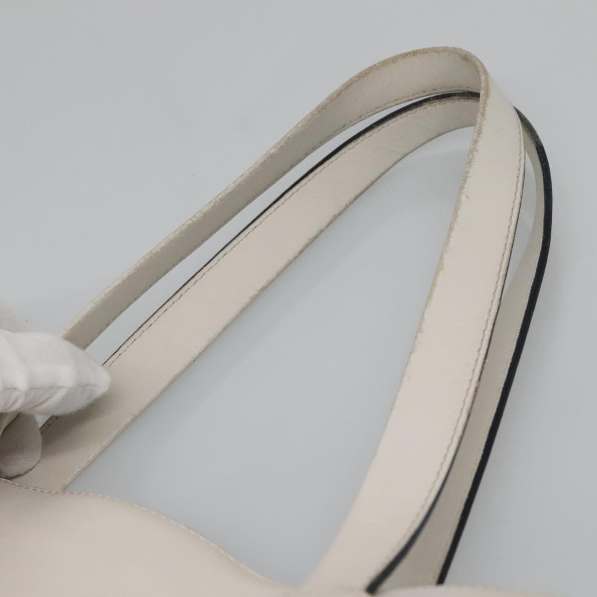 LOEWE Anagram East West Shopper Tote Bag Leather White Silver Auth bs28939