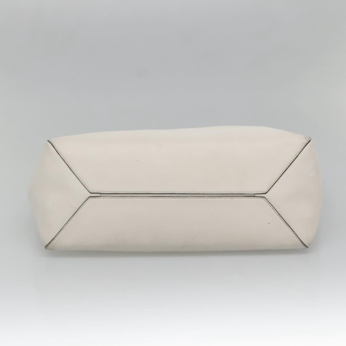 LOEWE Anagram East West Shopper Tote Bag Leather White Silver Auth bs28939