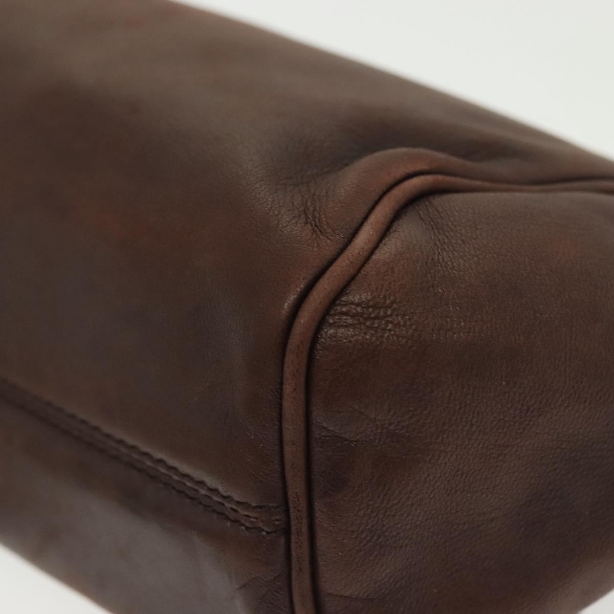 LOEWE Anagram Shoulder Bag Leather Brown Gold Auth bs28941