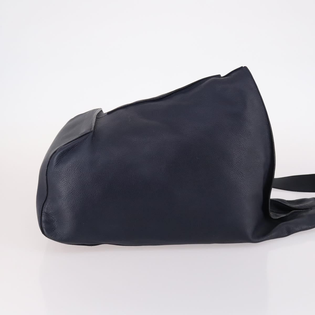 LOEWE Anagram Anton Backpack Leather Navy Silver Auth bs28942