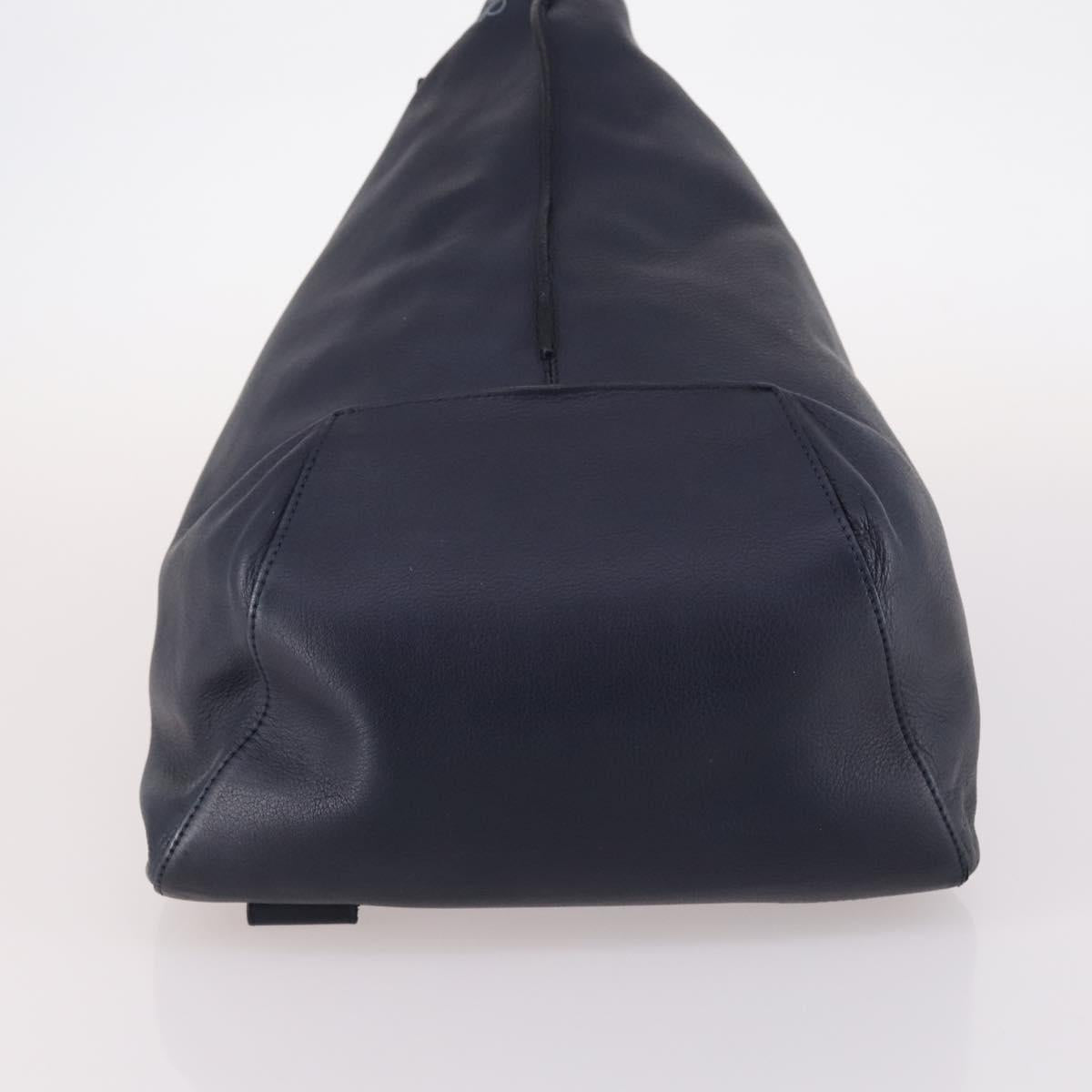 LOEWE Anagram Anton Backpack Leather Navy Silver Auth bs28942