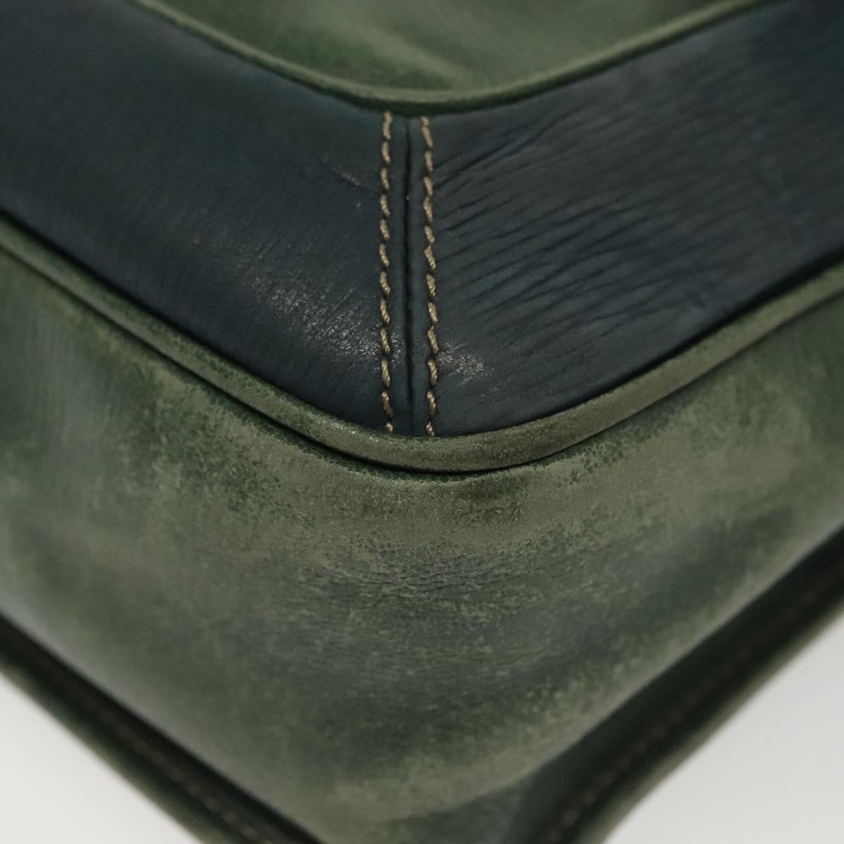 LOEWE Velazquez Shoulder Bag Leather Green Gold Auth bs28944