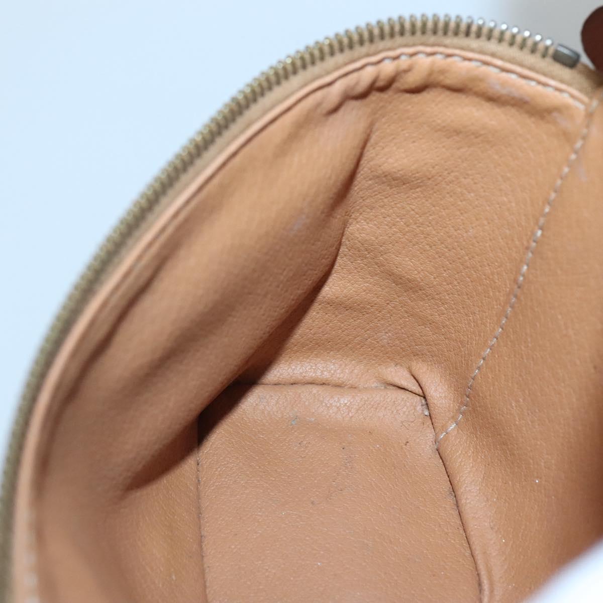 CELINE Macadam Canvas Vanity Pouch PVC Leather Brown Gold Auth bs28947