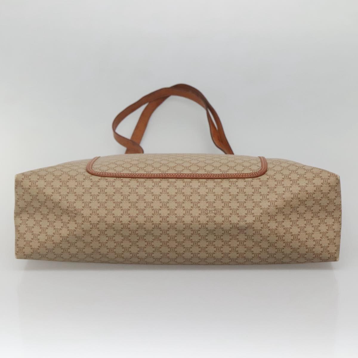 CELINE Macadam Canvas Tote Bag PVC Beige Gold Auth bs28952