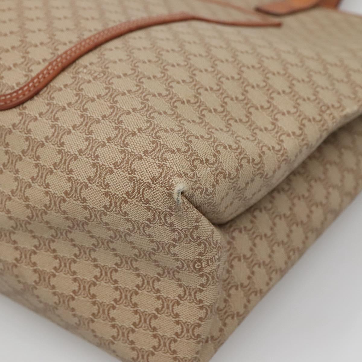 CELINE Macadam Canvas Tote Bag PVC Beige Gold Auth bs28952