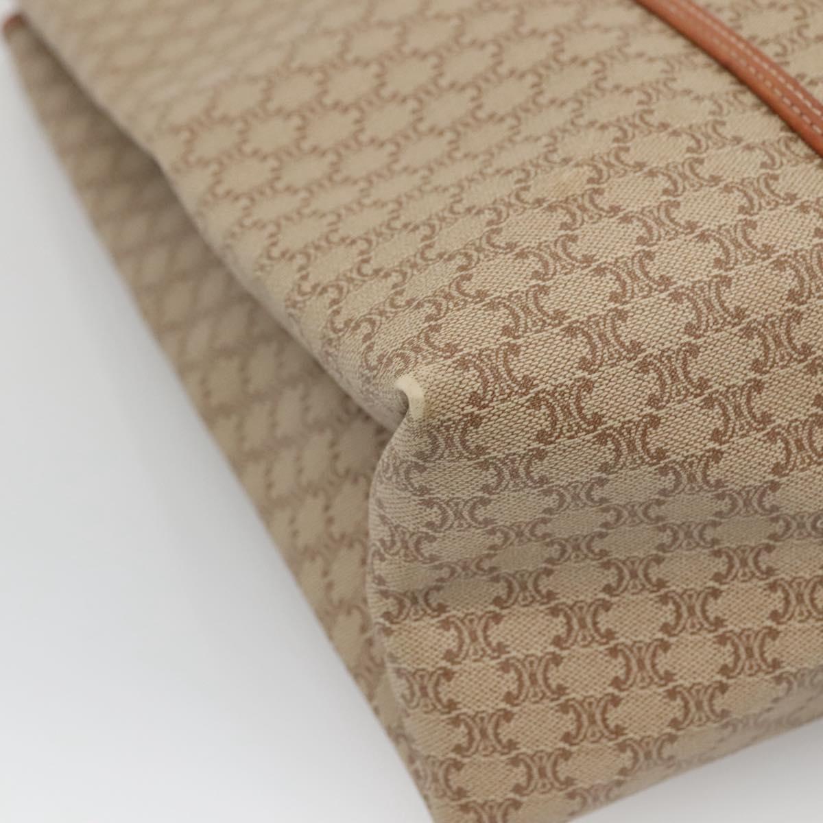CELINE Macadam Canvas Tote Bag PVC Beige Gold Auth bs28952