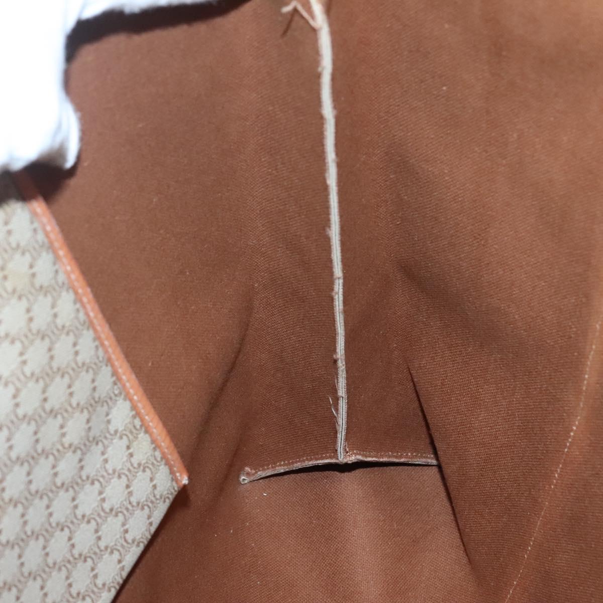 CELINE Macadam Canvas Tote Bag PVC Beige Gold Auth bs28952