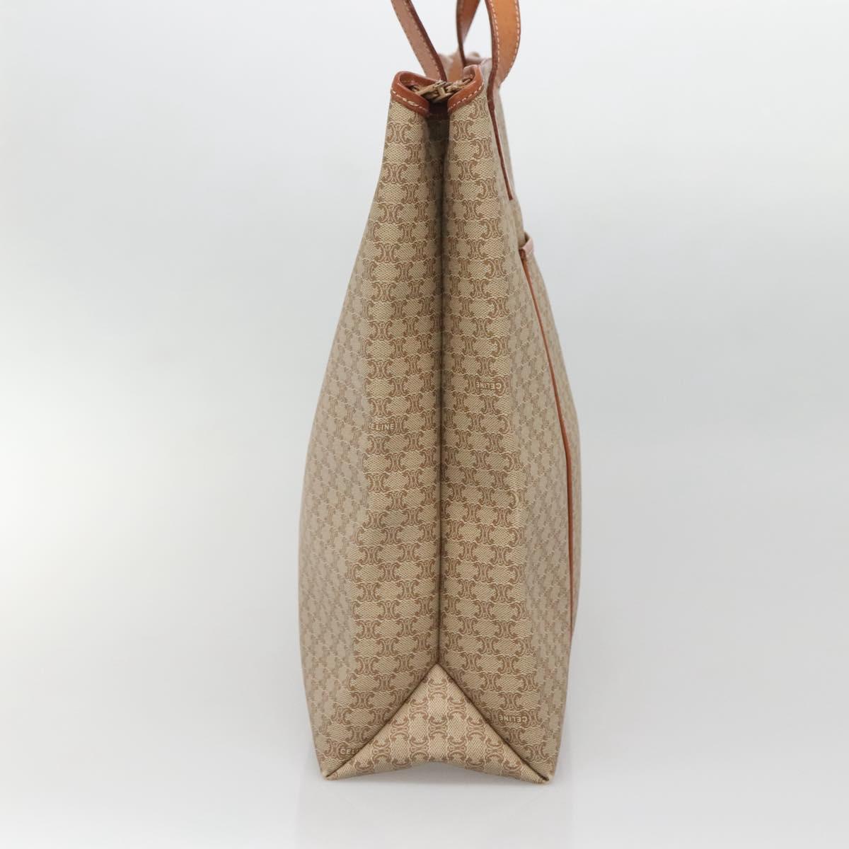 CELINE Macadam Canvas Tote Bag PVC Beige Gold Auth bs28952