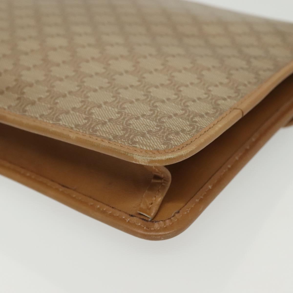 CELINE Macadam Canvas Clutch Bag PVC Beige Gold Auth bs28953