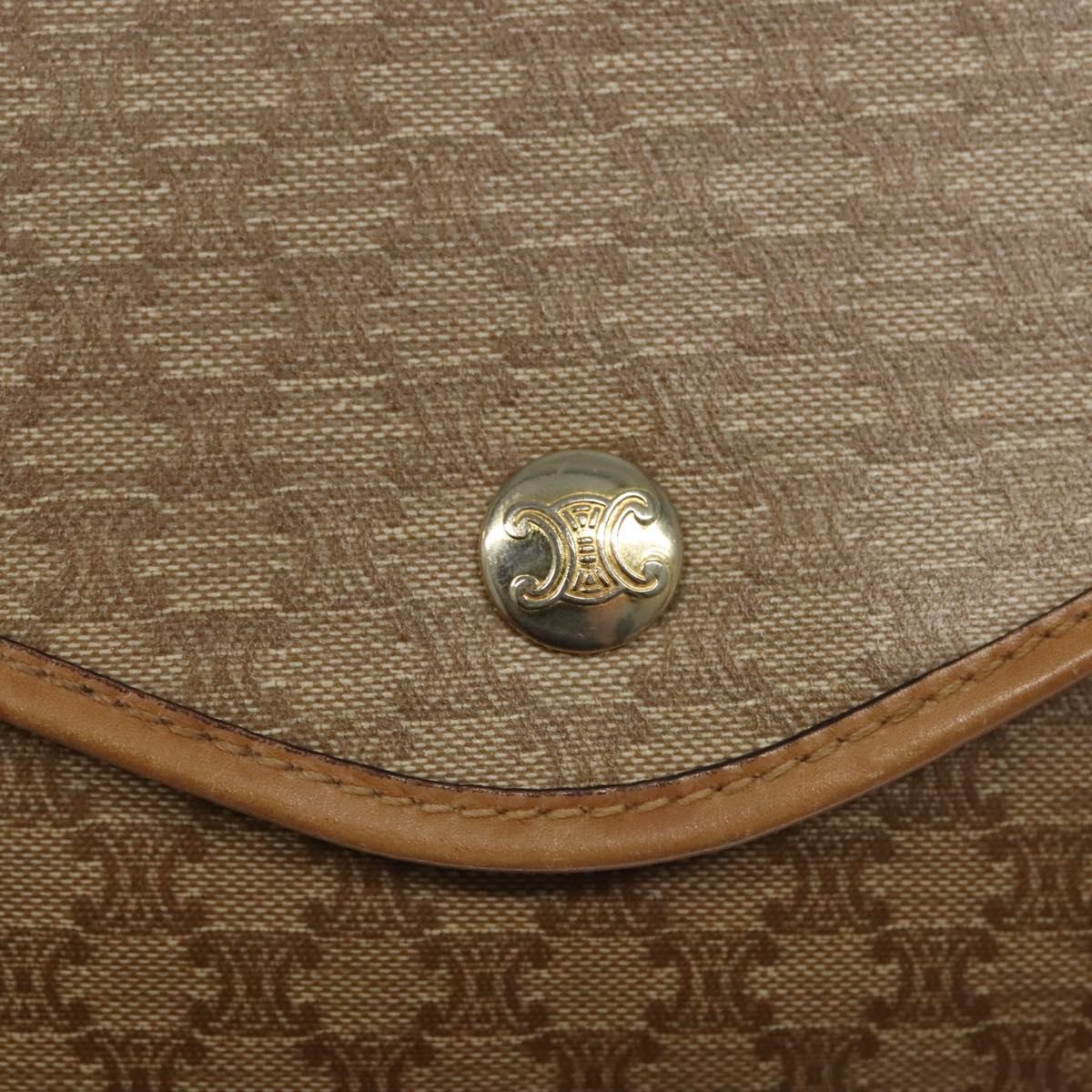 CELINE Macadam Canvas Clutch Bag PVC Beige Gold Auth bs28953