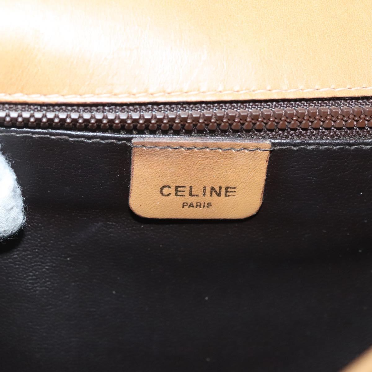 CELINE Macadam Canvas Clutch Bag PVC Beige Gold Auth bs28953