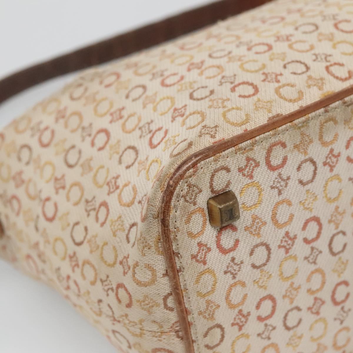 CELINE C Macadam Canvas Shoulder Bag Beige Auth bs28954