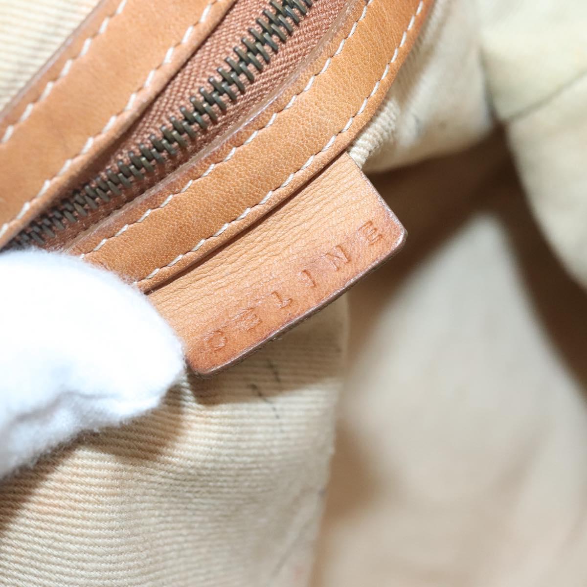 CELINE C Macadam Canvas Shoulder Bag Beige Auth bs28954