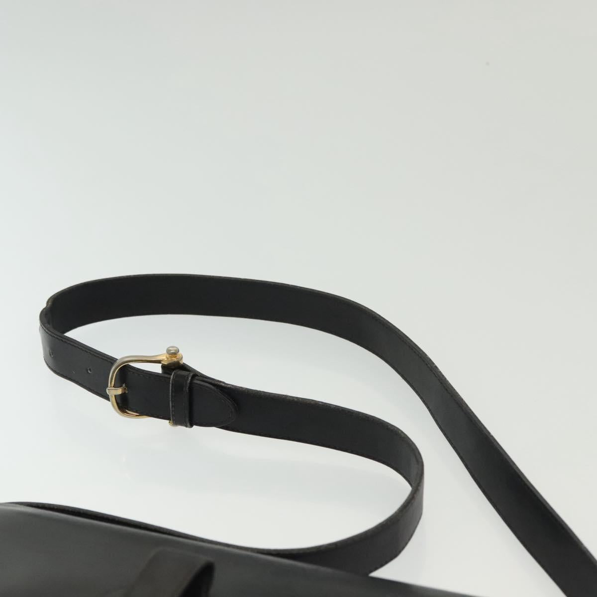 CELINE Shoulder Bag Leather Navy Gold Auth bs28958