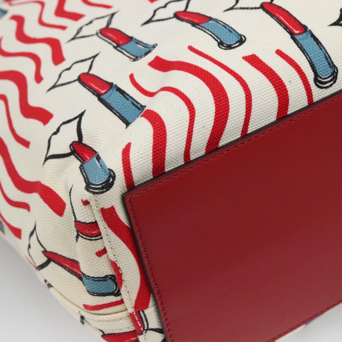VALENTINO Tote Bag Canvas Red Auth bs28967