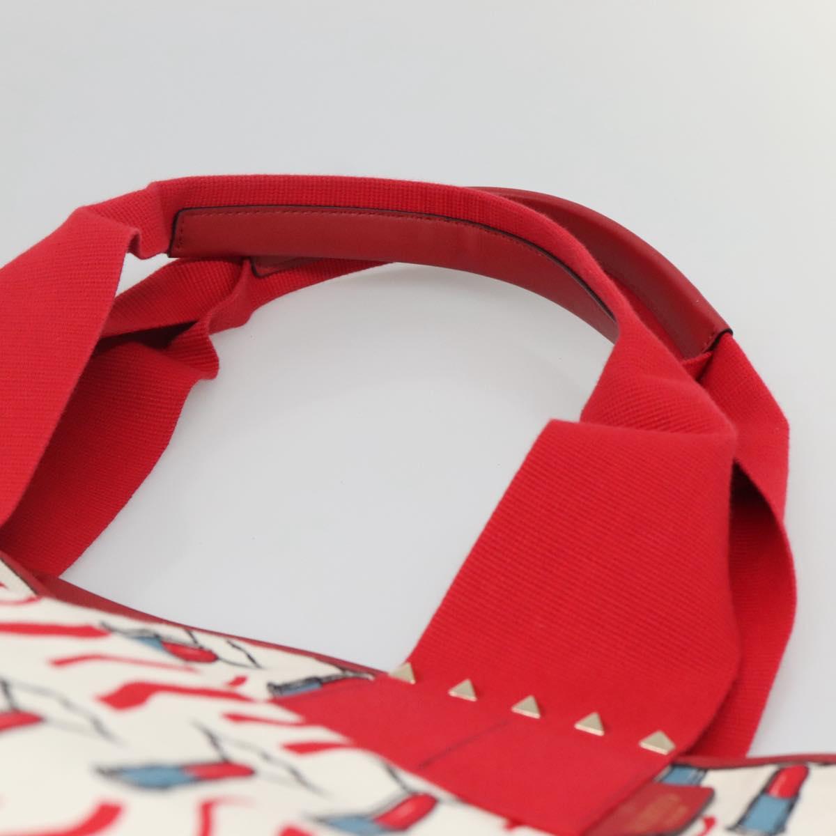 VALENTINO Tote Bag Canvas Red Auth bs28967