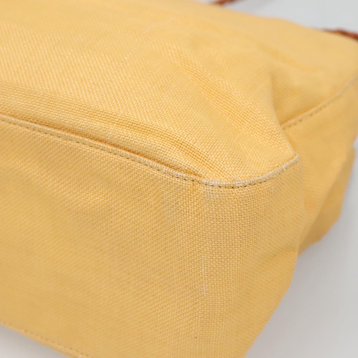 Gianni Versace Shoulder Bag Canvas Leather Yellow gold Auth bs28971