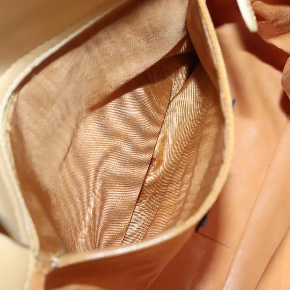 Gianni Versace Shoulder Bag Canvas Leather Yellow gold Auth bs28971