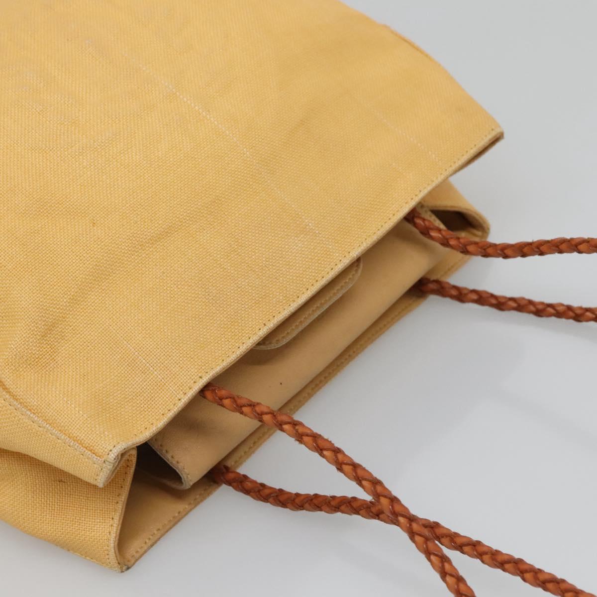 Gianni Versace Shoulder Bag Canvas Leather Yellow gold Auth bs28971