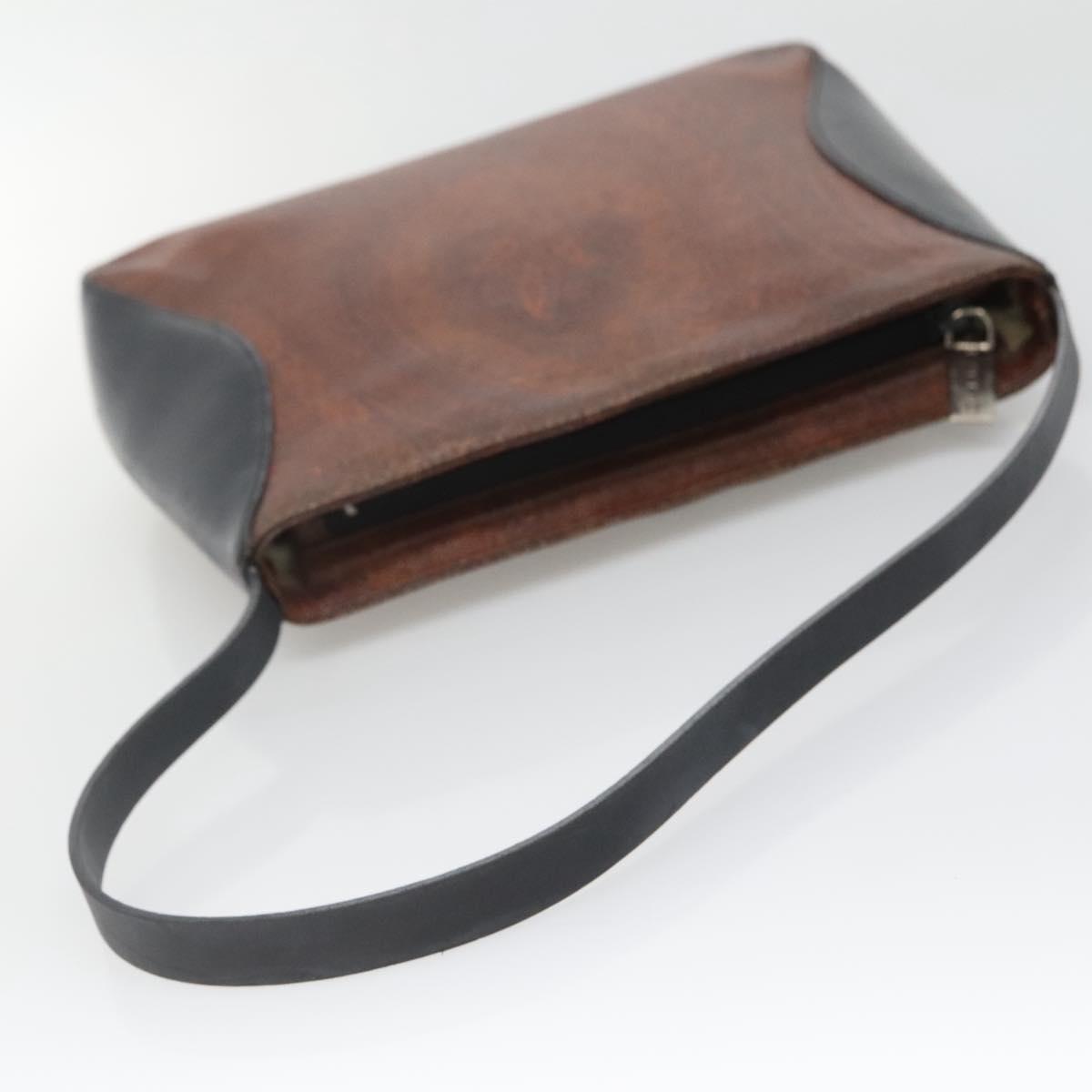 ETRO Paisley Shoulder Bag PVC Leather Brown Silver Auth bs28972
