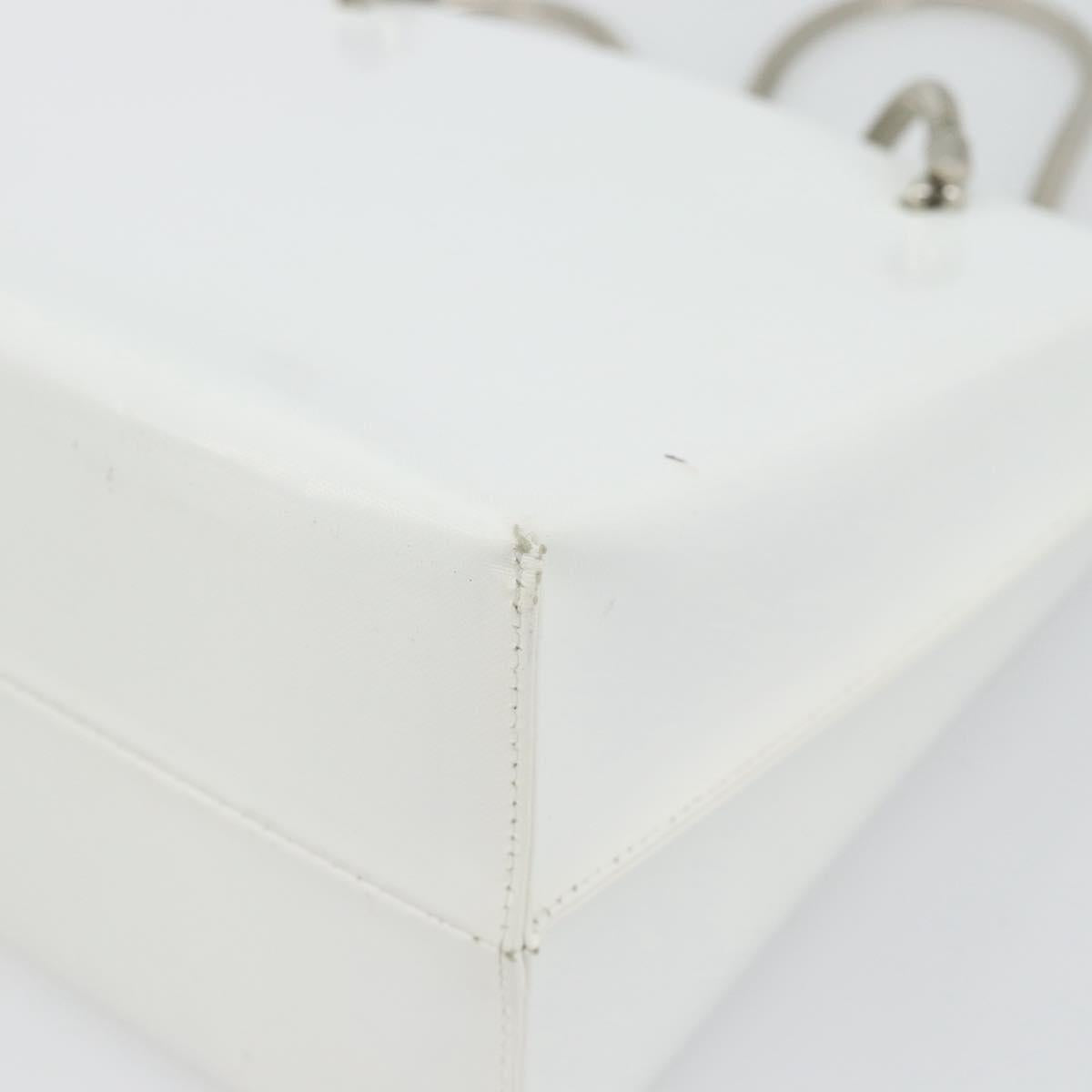 GIVENCHY Chain Shoulder Bag Leather White Silver Auth bs28975