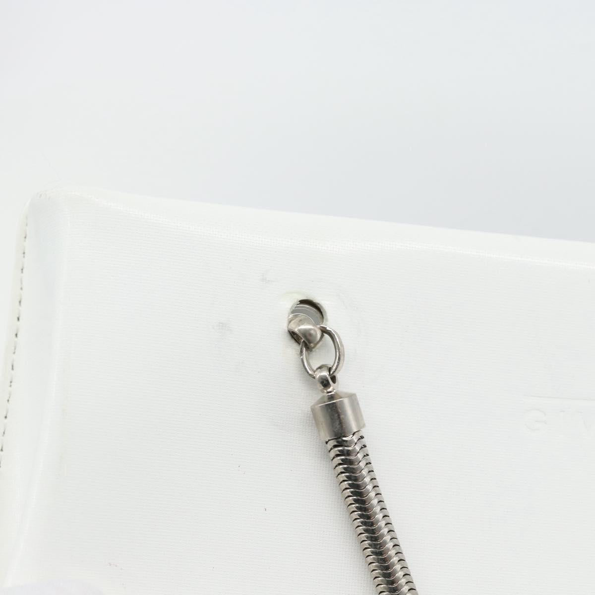 GIVENCHY Chain Shoulder Bag Leather White Silver Auth bs28975