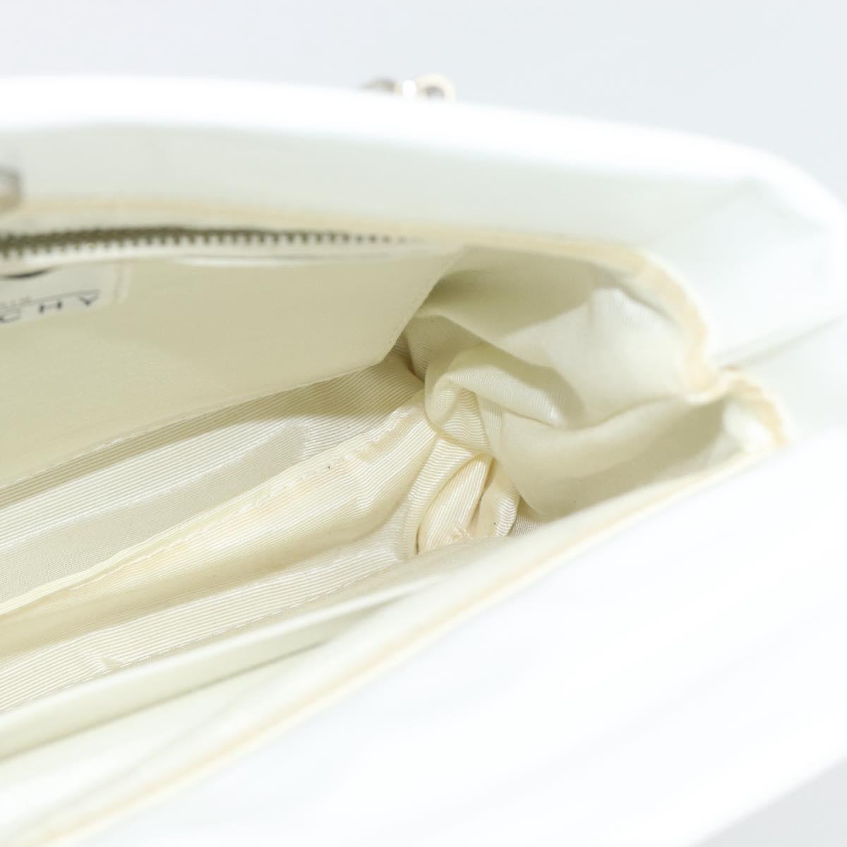 GIVENCHY Chain Shoulder Bag Leather White Silver Auth bs28975