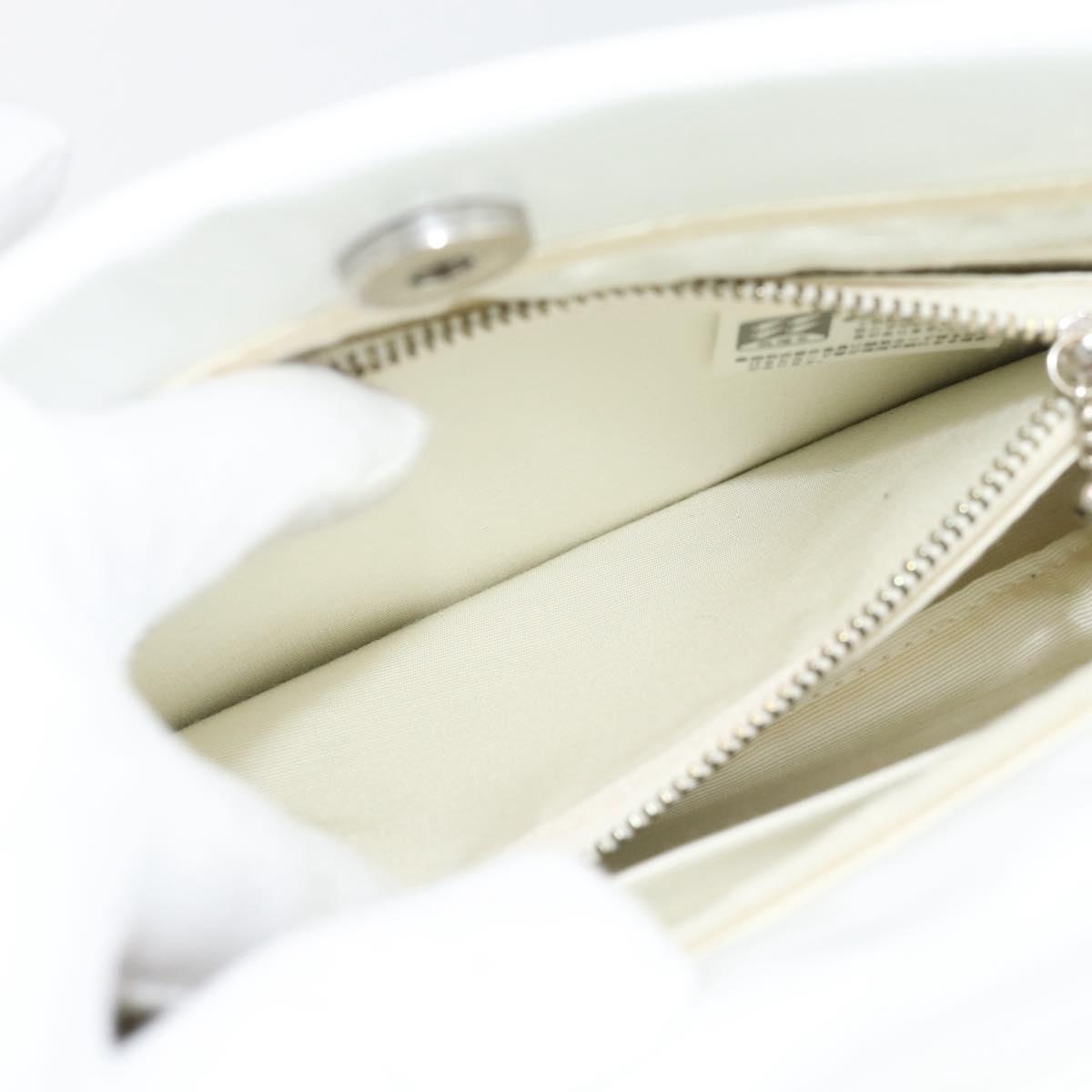 GIVENCHY Chain Shoulder Bag Leather White Silver Auth bs28975