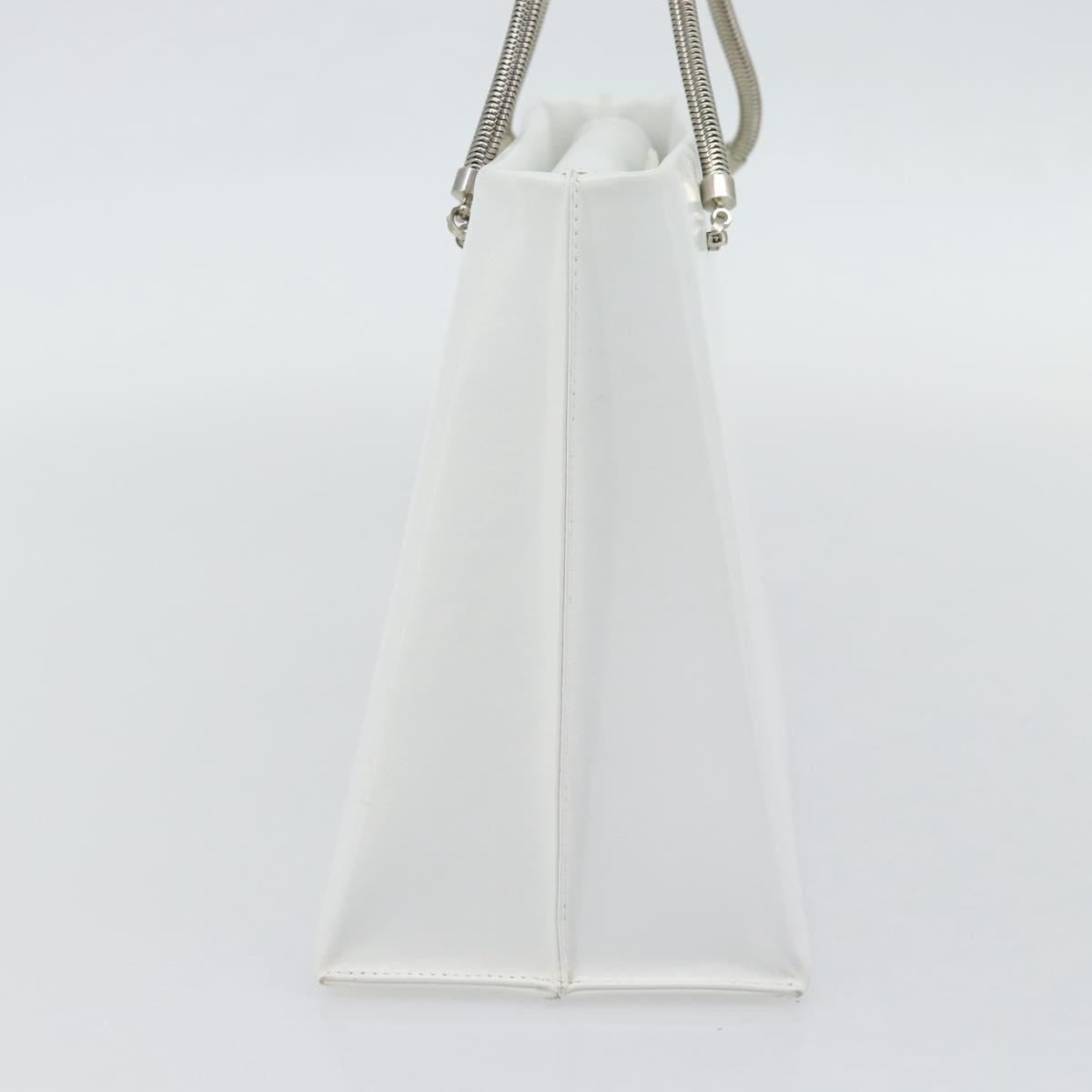 GIVENCHY Chain Shoulder Bag Leather White Silver Auth bs28975