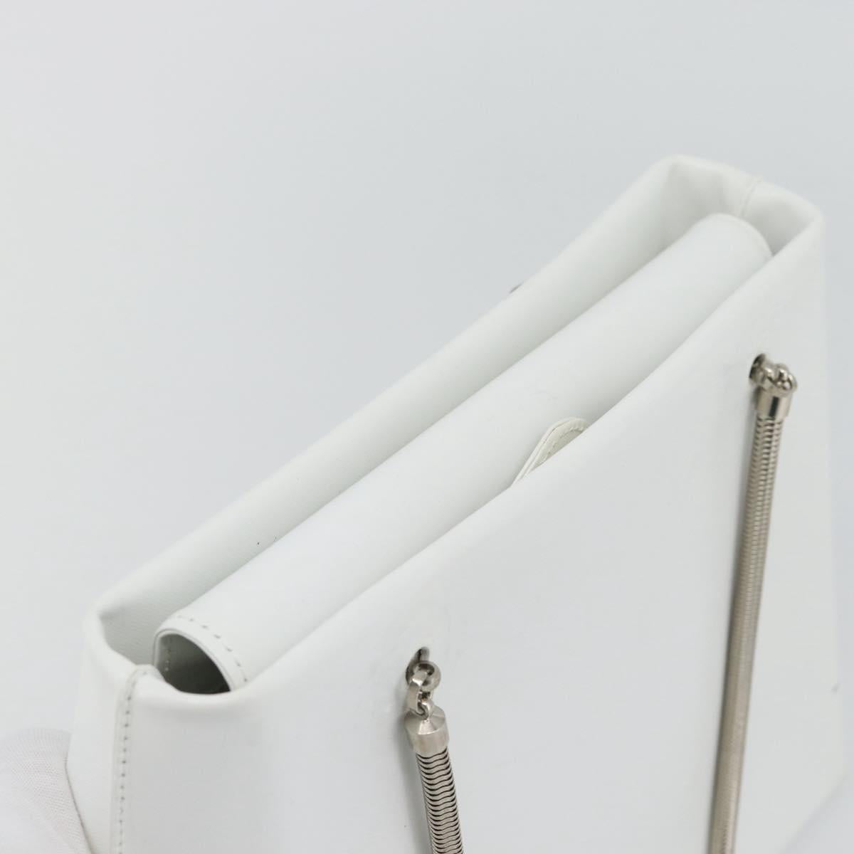 GIVENCHY Chain Shoulder Bag Leather White Silver Auth bs28975