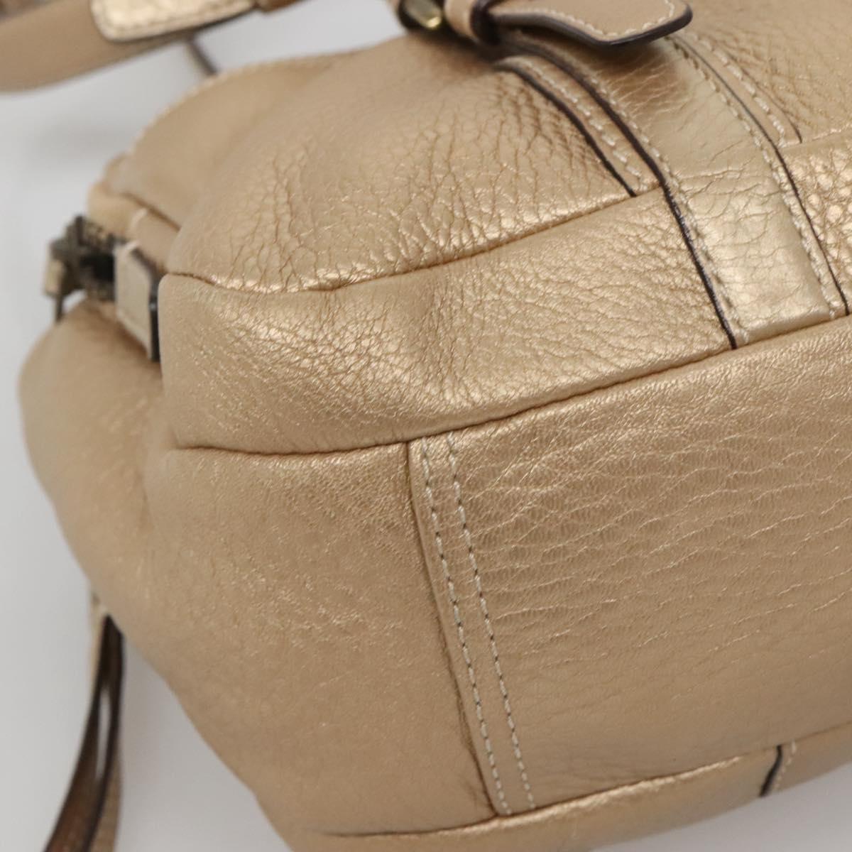 Coach Shoulder Bag Leather Gold Auth bs28981