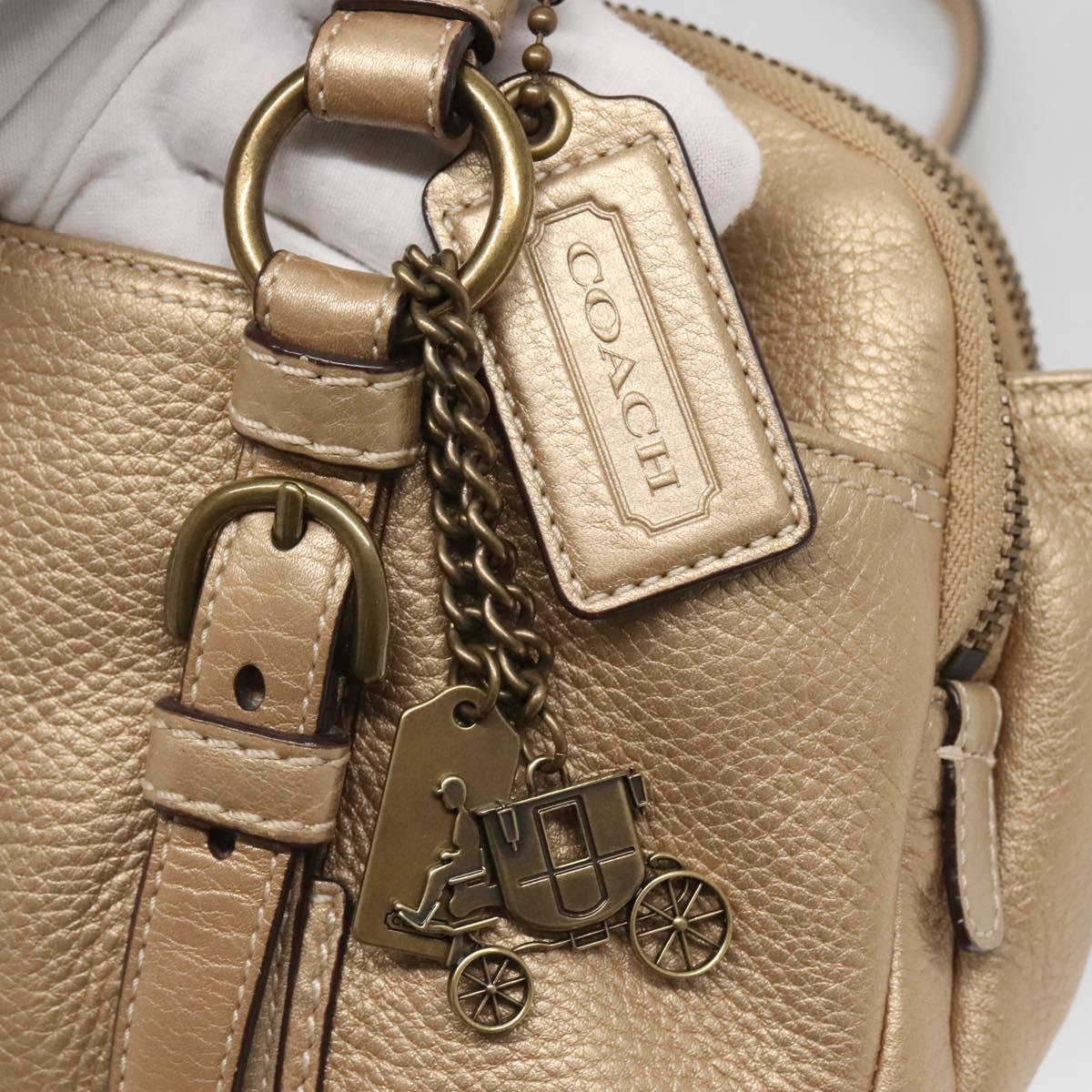 Coach Shoulder Bag Leather Gold Auth bs28981