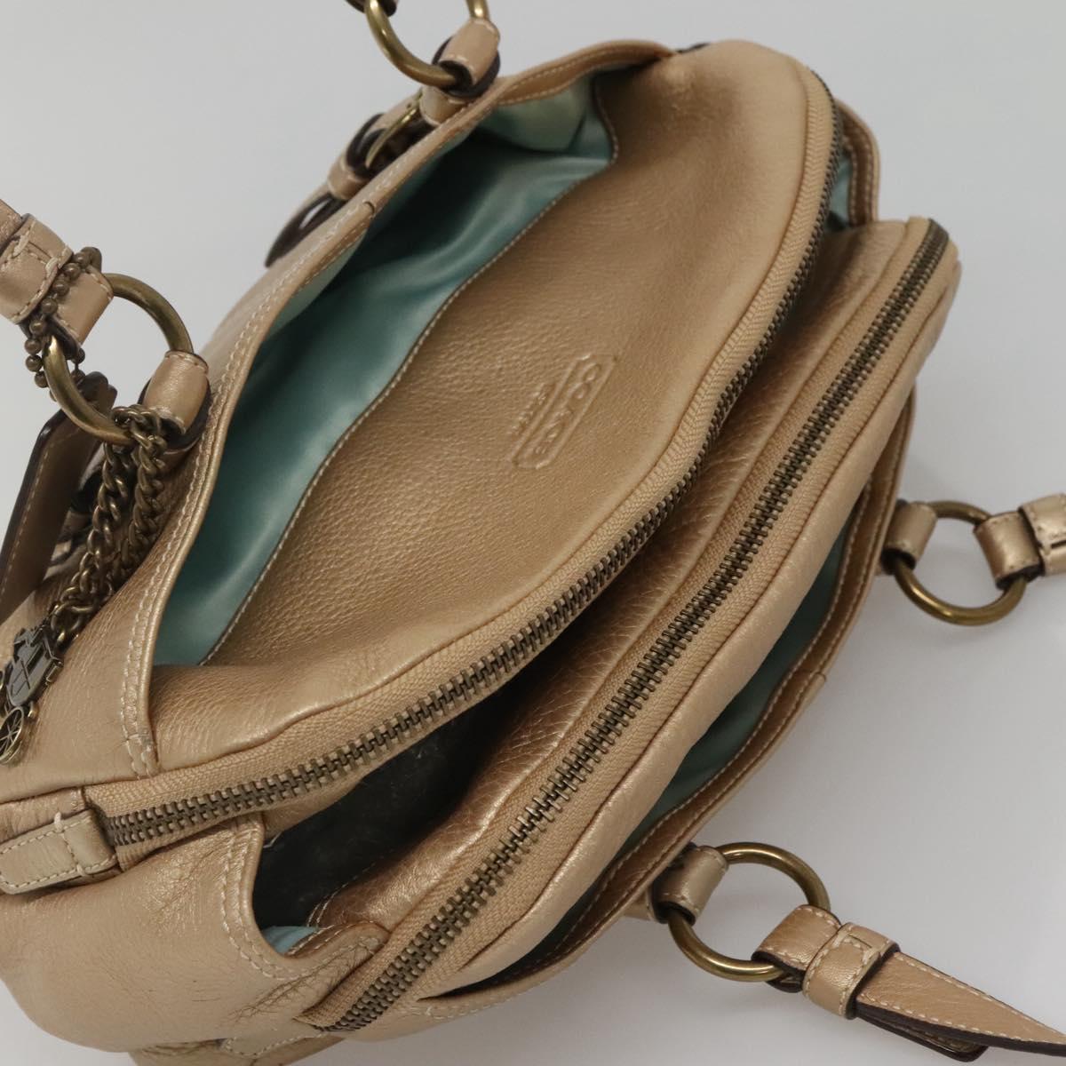 Coach Shoulder Bag Leather Gold Auth bs28981