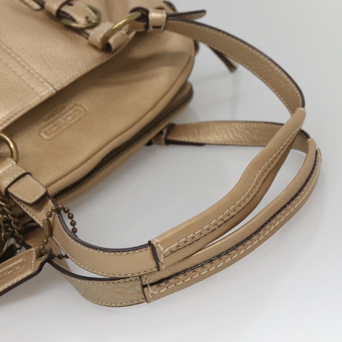Coach Shoulder Bag Leather Gold Auth bs28981