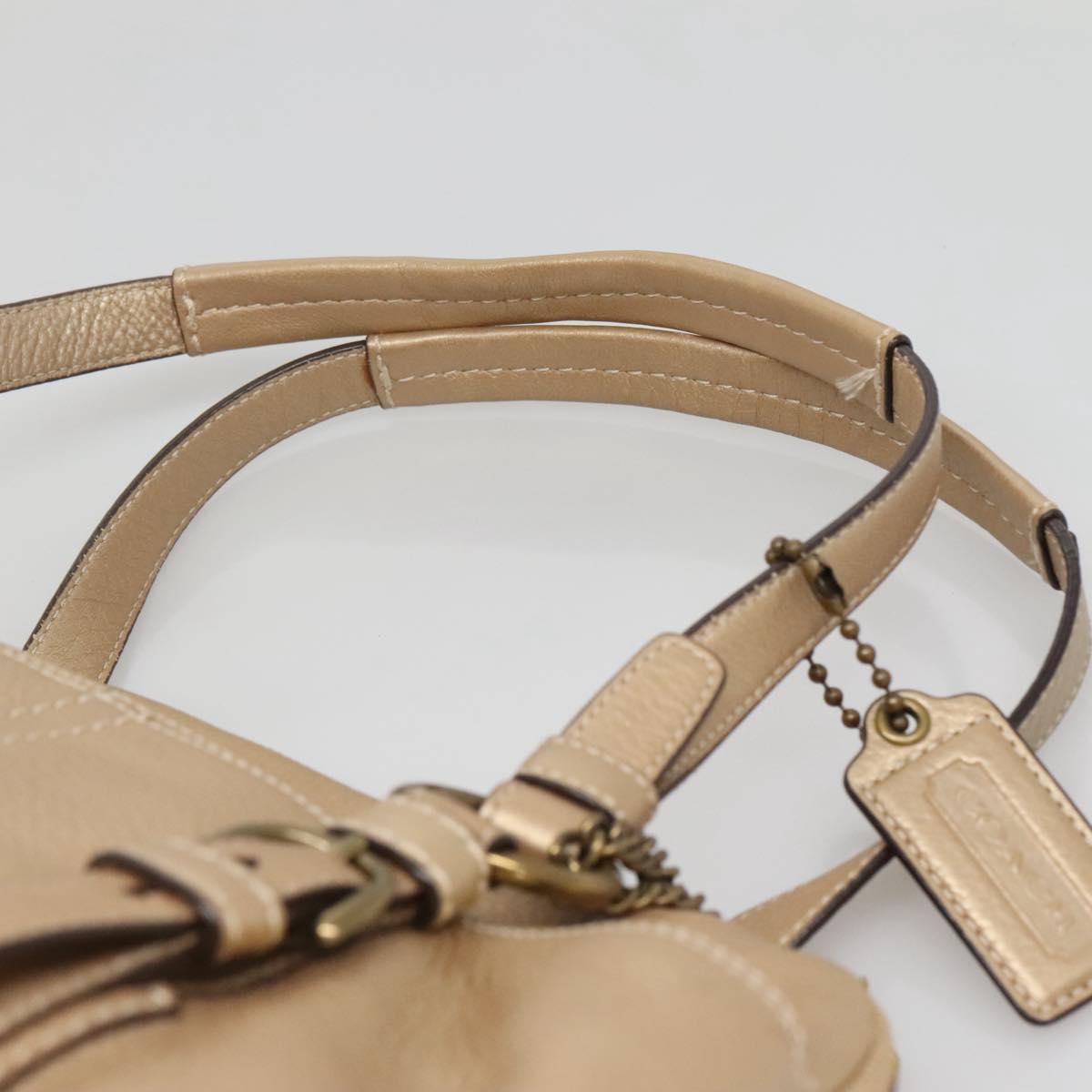 Coach Shoulder Bag Leather Gold Auth bs28981