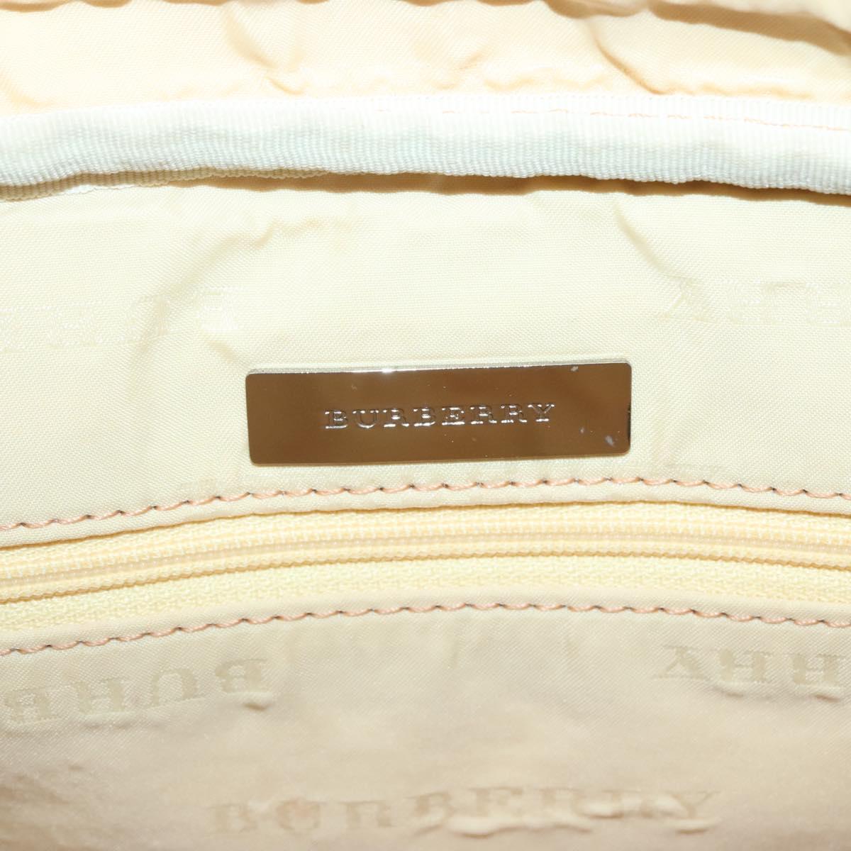 BURBERRY Hand Bag Canvas Leather White Silver Auth bs28984