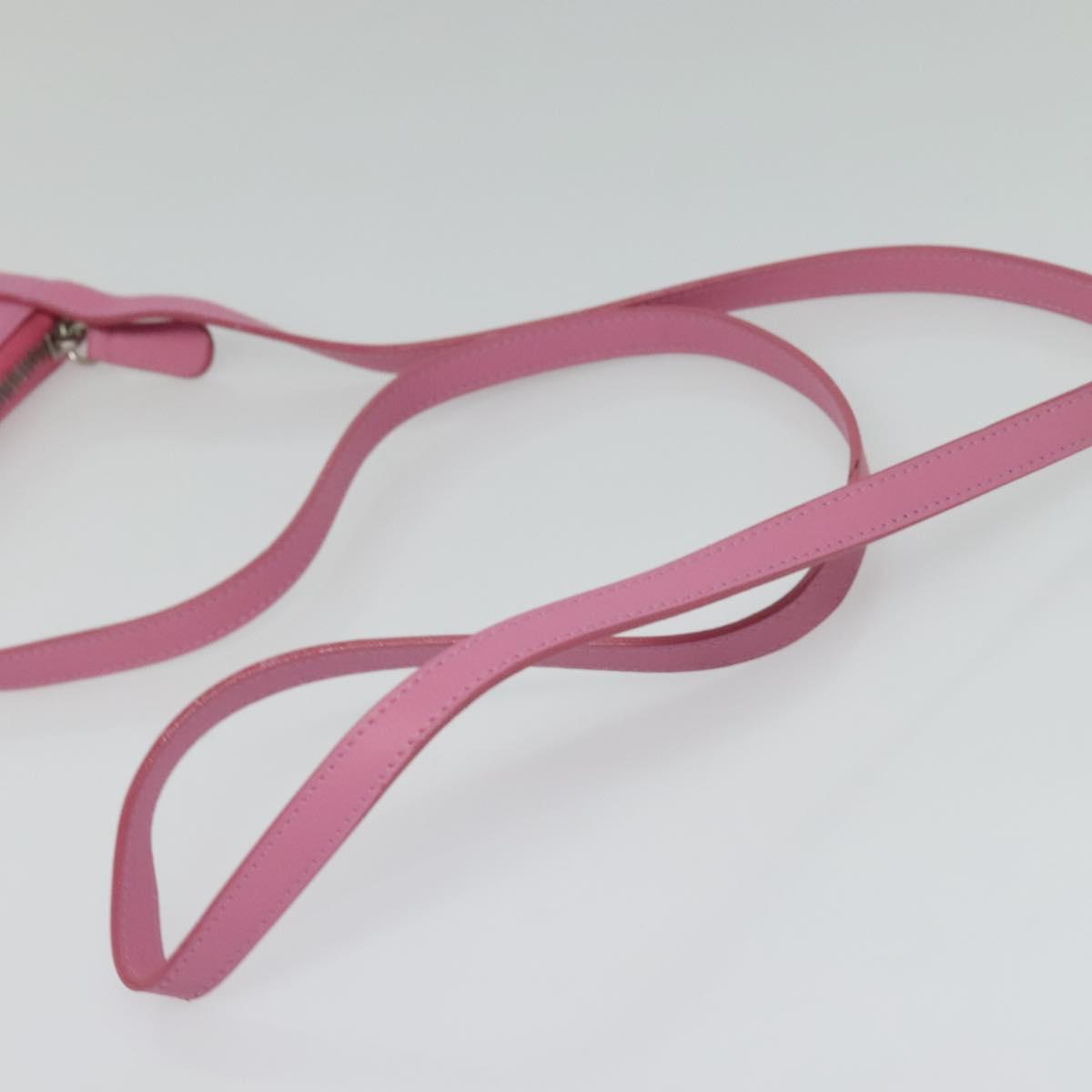 BVLGARI Logo Mania Shoulder Bag Canvas Pink Silver Auth bs28986